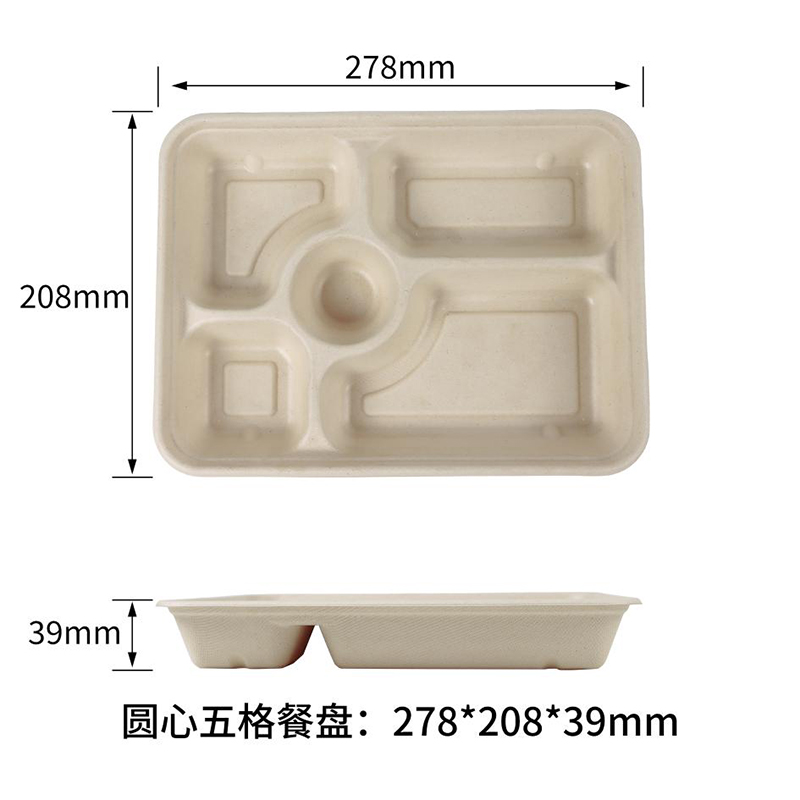 1400ml 5-Compartment tray  w/ bowl center 